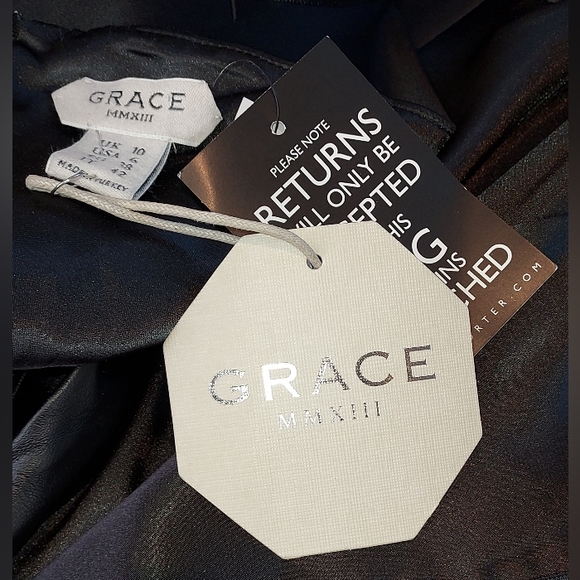 Grace MMXIII Black Halter Faux Leather Neck Tie Dress NWT - Picture 9 of 10